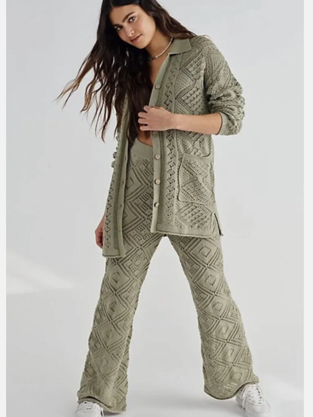 Free People Beach Olive Green Get Away Fauxchet Set Size S